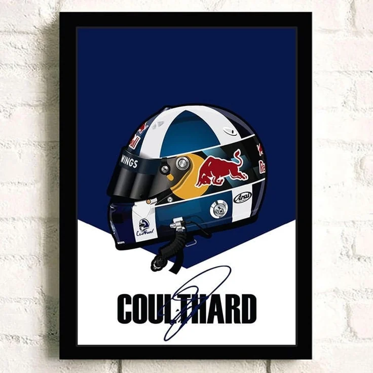 Poster Formel 1 Helm Rennfahrer Name Unterschrift · Deko Print ohne Rahmen - F Coulthard / 50x70 cm – Bild 2