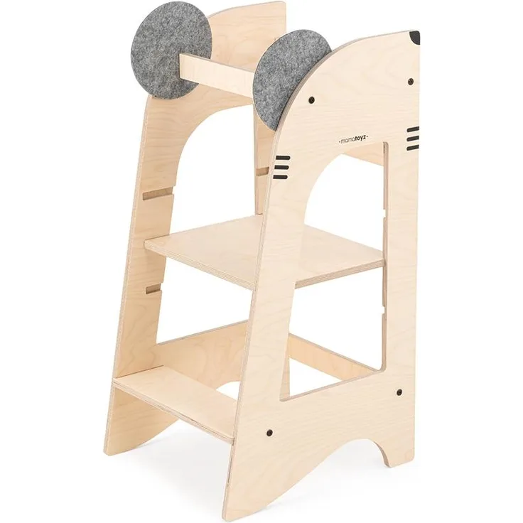 MamaToyz Holz Lernturm Kule Maus | Natur | 56 x 50 x 90 cm