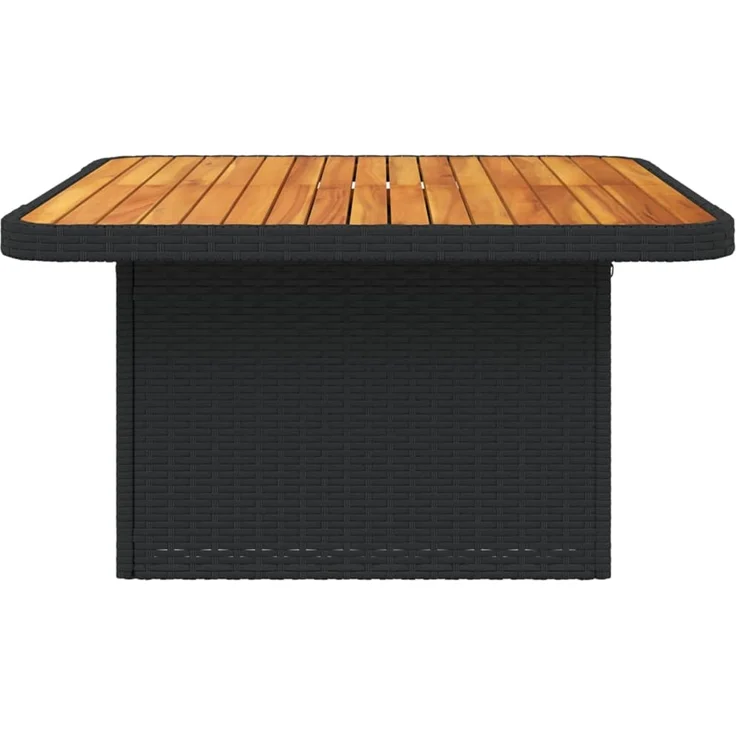 Gartentisch, Beistelltisch, Balkontisch Schwarz 80x80x71 cm Poly Rattan und Akazienholz – Bild 6