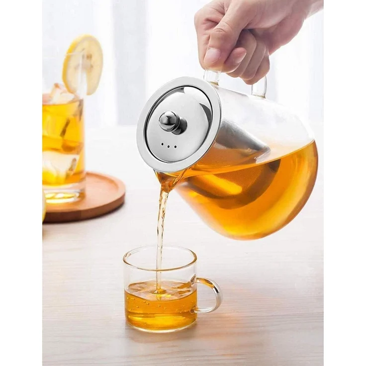 Teekanne Borosilikatglas mit Siebeinsatz 1300ML Spülmaschinenfest – Bild 2