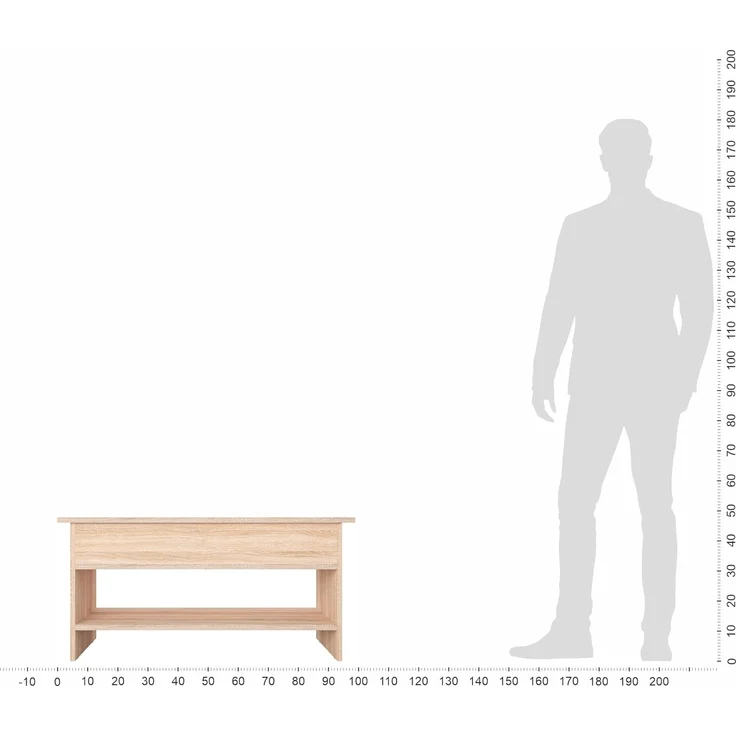 KOMTO Couchtisch Höhenverstellbar Wohnzimmertisch mit Stauraum Aufklappbar Sofatisch (Kaffeetisch Stubentisch, Spanplatte, Coffee Table Tokyo 98,4 x 50,4 x 48 cm) – Bild 7