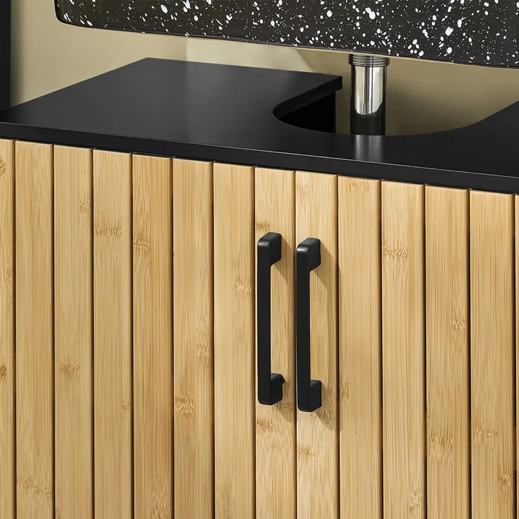 SoBuy BZR202-SCH Waschbeckenunterschrank, MDF, Lackiert, Bambus, 60 x 70 x 30 cm – Bild 9