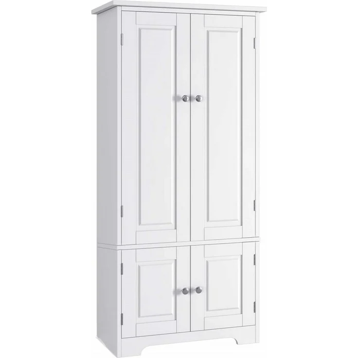 Homfa Mehrzweckschrank Küchenschrank Bücherschrank, Wohnzimmerschrank, mit 4 Türen, 58x32x123cm, weiß