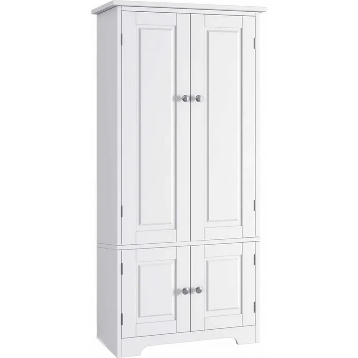 Homfa Mehrzweckschrank Küchenschrank Bücherschrank, Wohnzimmerschrank, mit 4 Türen, 58x32x123cm, weiß