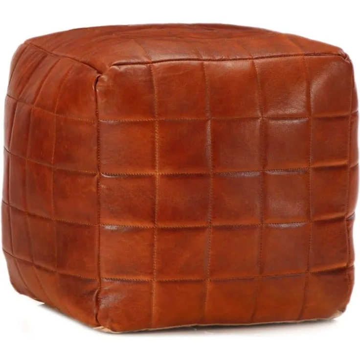vidaXL Pouf Hellbraun 40 x 40 x 40 cm Echtes Ziegenleder 248135