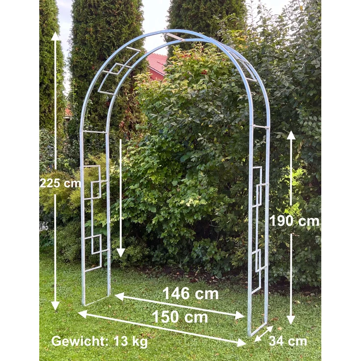 DanDiBo Rosenbogen Metall Verzinkt Massiv 150 cm Torbogen 96524 Wetterfest Rundbogen Volleisen Rankhilfe Gartenbogen Feuerverzinkt – Bild 2