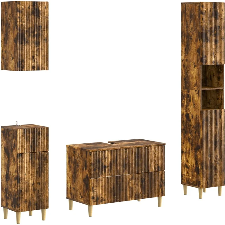 vidaXL 4-teiliges Badezimmer-Schrank-Set ARNHEM Raucheiche 3417932 – Bild 2