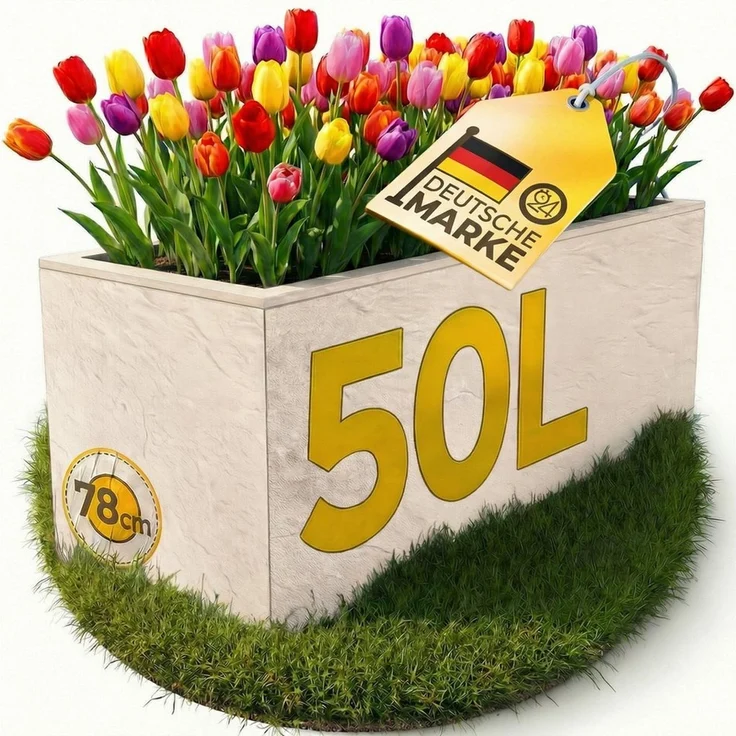 ONDIS24 Pflanzkübel Ondis24 Blumenkübel Vulkano, 50L Blumenkasten (1 St), mit cleverem Wasserspeicher am Boden – Bild 5