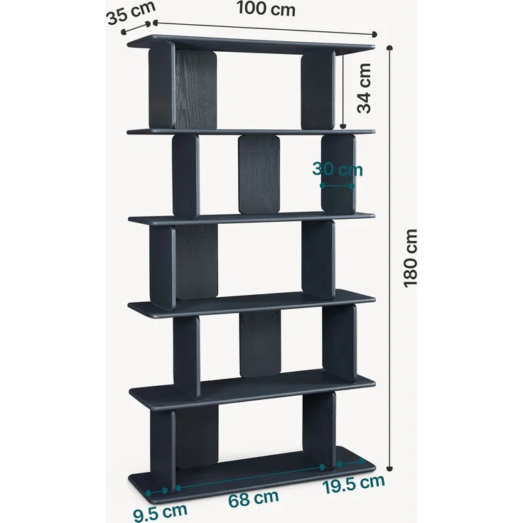 Bücherregal Gäljami 180x100x35 cm Schwarz [en. casa] – Bild 5