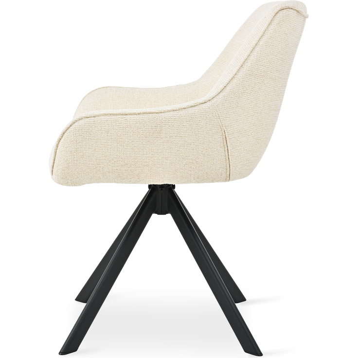 GOEURVANT 1178 Esszimmerstühle 6er-Set mit Armlehnen, 360° Drehbar, Chenille - Creme – Bild 4