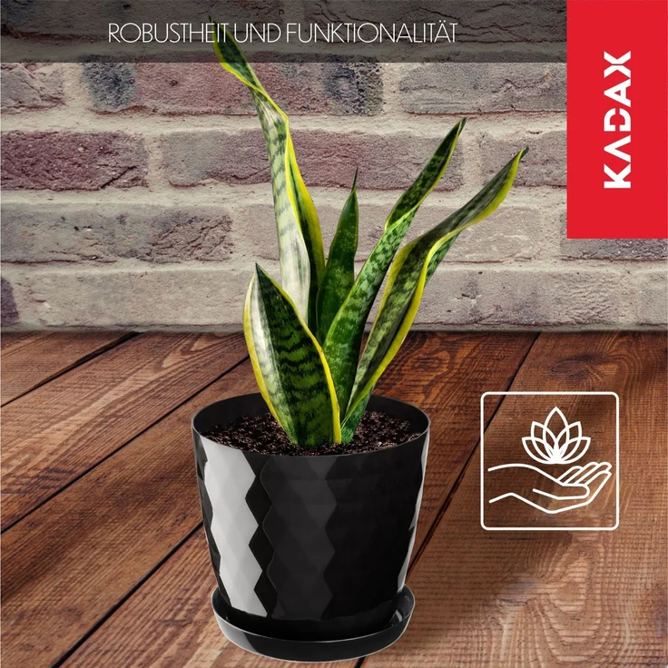 KADAX Blumentopf aus Kunststoff mit Ständer, Blumenabdeckung, 12 cm, Schwarz – Bild 3