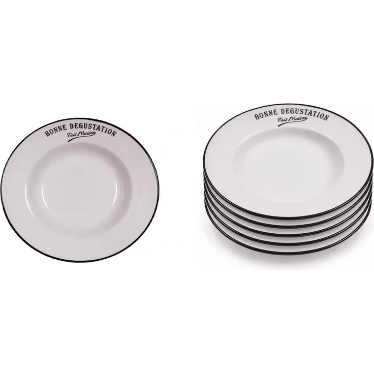 6er Set Dessertteller Bonne dégustation Keramik 22cm Antic Line SEB17175 Weiß