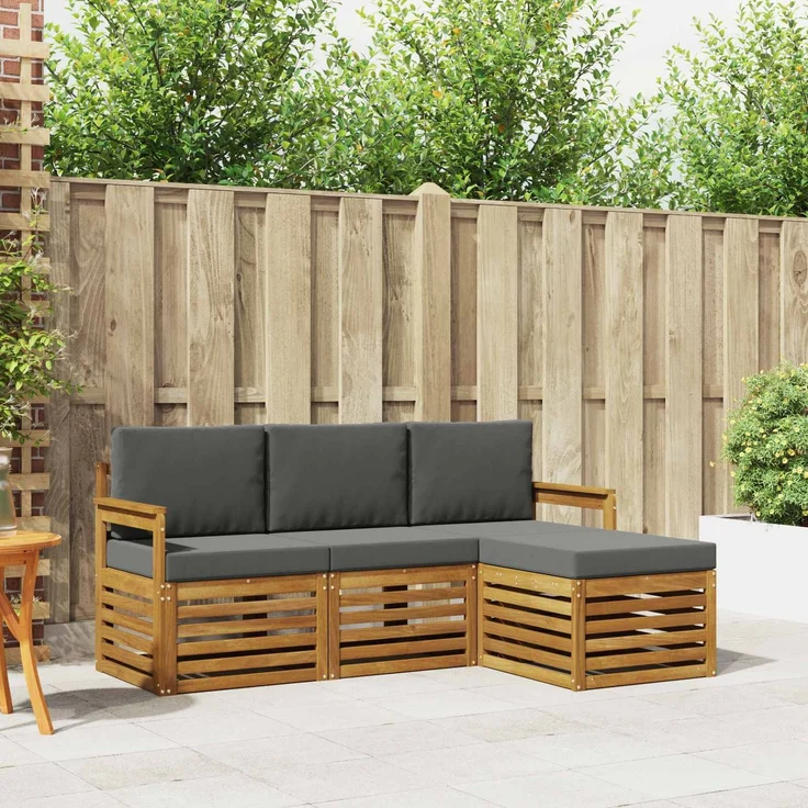 vidaXL Outdoor-Sofagarnitur 4 stk. 4-Sitzer Natur und Anthrazit 3374597 – Bild 1
