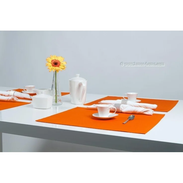 Lemos Home Platzset Tischset Platzdeckchen 4 Stück ca. 46x36 cm aus Baumwolle Viele Farben (Orange) – Bild 2