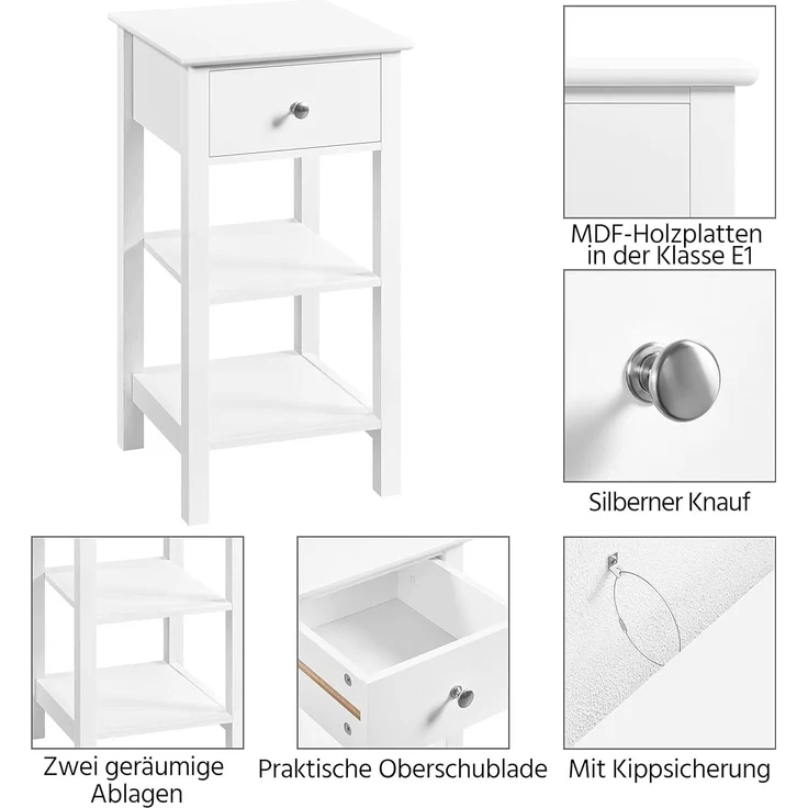 Yaheetech Nachttisch Nachtschrank mit Schublade Boxspringbett Nachtkommode Schmal Beistelltisch Sofatisch Telefontisch für Wohnzimmer/Schlafzimmer, 35 x 35 x 70 cm – Bild 4