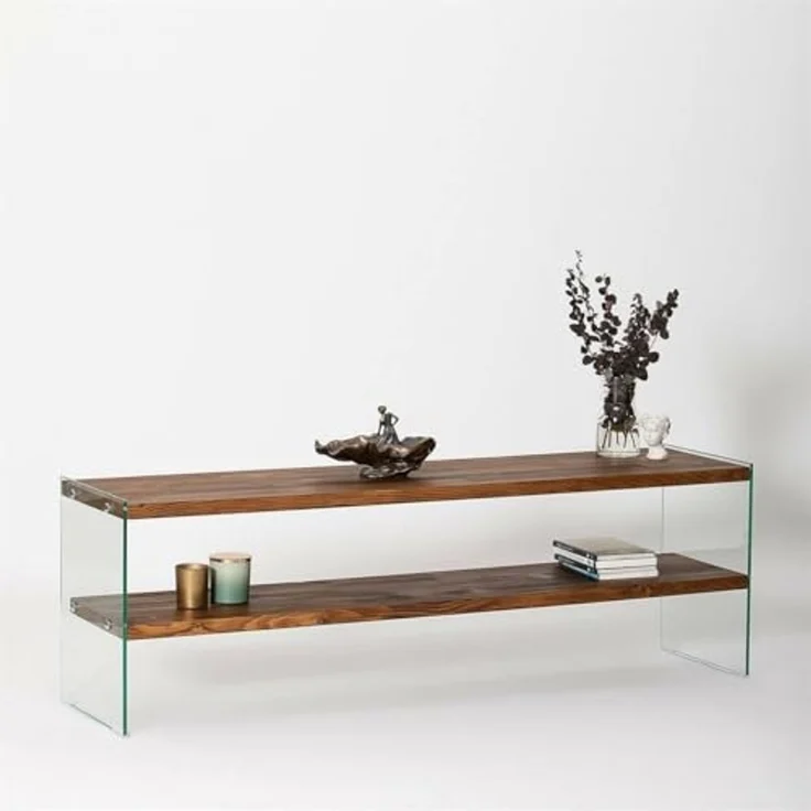 Dmora TV-Möbel Vindemiatrix 140x35x45 cm Braun, 2 Regale – Bild 4