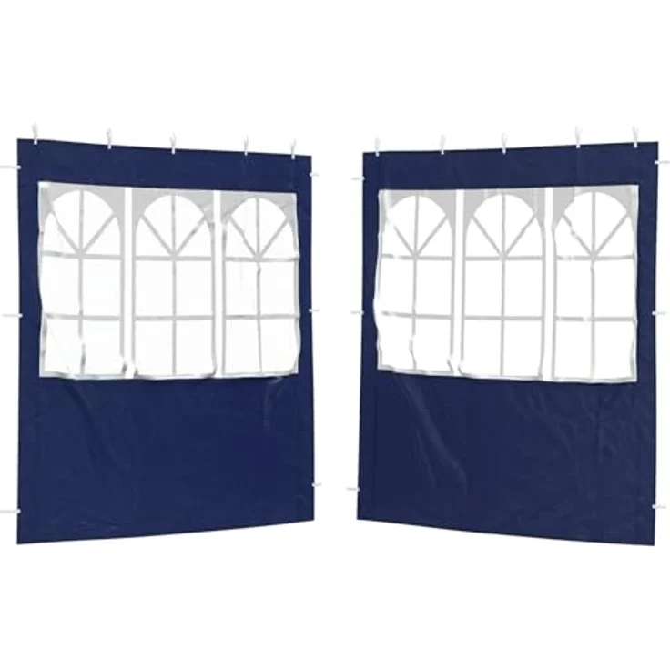 vidaXL Pavillon 200 x 195 cm, 2er Set Seitenteile in Blau aus PE und Stahl – Bild 1