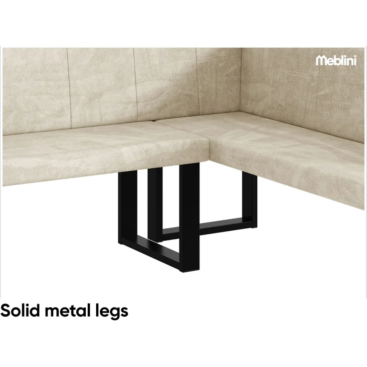 MEBLINI Eckbank für Esszimmer - Küchenbank - Essecke - Sitzecke Küche - PETER - U-Beine 142x196x87cm Rechts - Creme Samt – Bild 6
