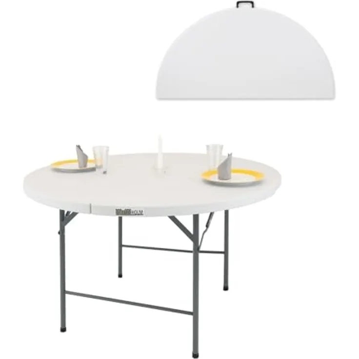 Klapptisch rund Ø 120 cm Höhe 74 cm Kunststoff / Stahl pulverbeschichtet Campingtisch Partytisch