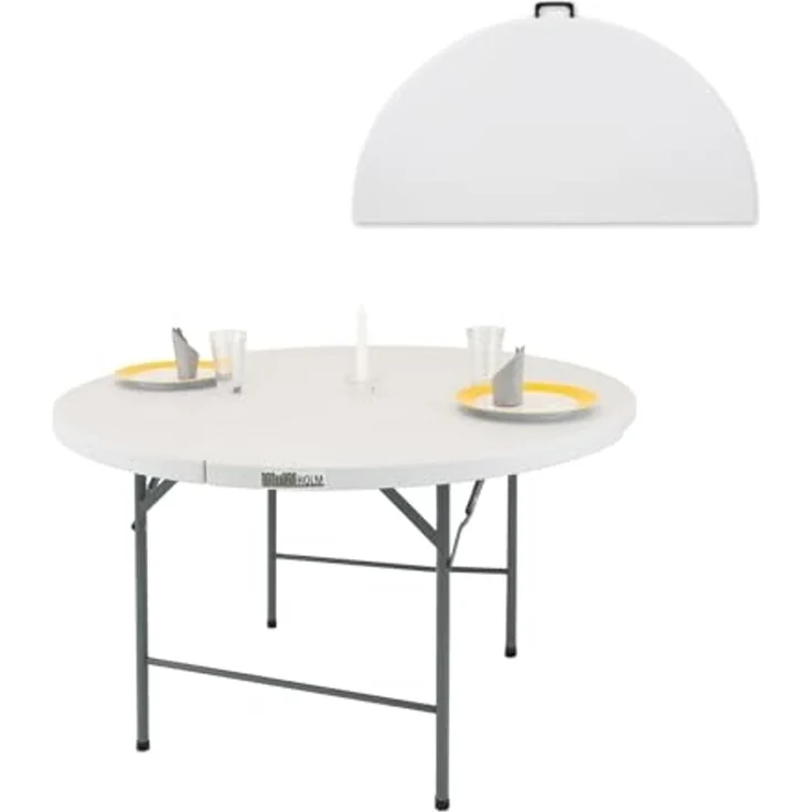 Klapptisch rund Ø 120 cm Höhe 74 cm Kunststoff / Stahl pulverbeschichtet Campingtisch Partytisch – Bild 1