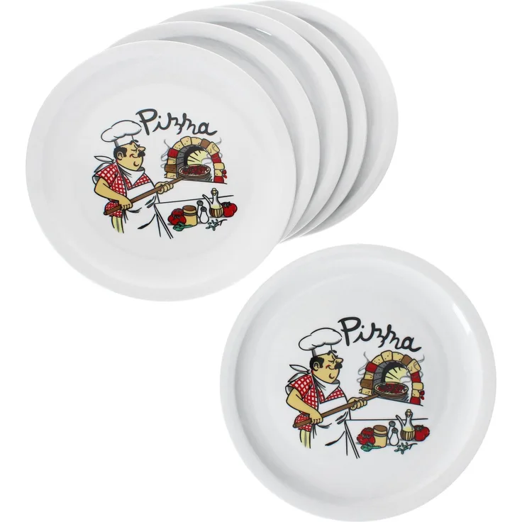 6er Set Luigi Pizzateller Ø30,5cm 6 Personen Teller Pizza Bäcker große Platte