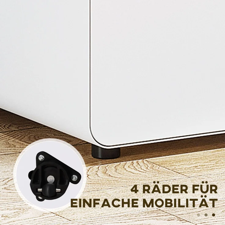 Rollcontainer Aktenschrank Bürocontainer mit 3 Schubladen, Stahl, Weiß, 39x48x59cm--Weiß--39x48x59cm--YOUDENOVA – Bild 5