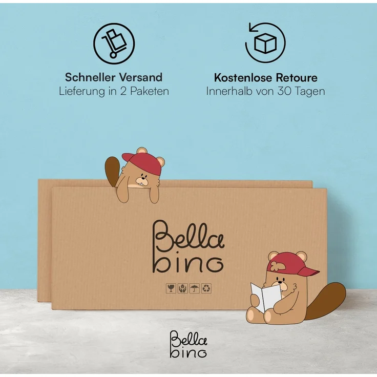Bellabino 'Bia' Hausbett 90x200 cm, natur, Kiefer Massivholz, Montessori Kinderbett mit Rausfallschutz und Lattenrost – Bild 10