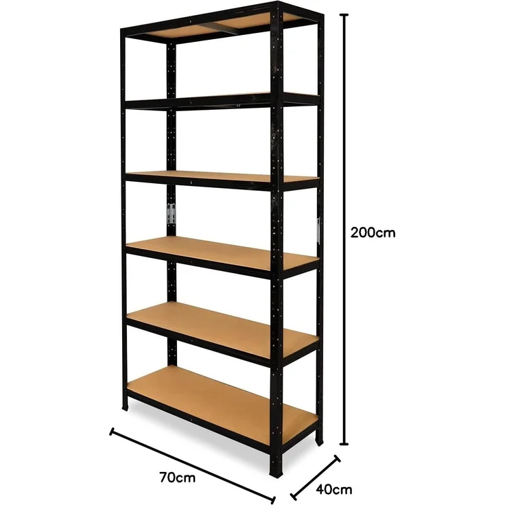 shelfplaza BLACK 200x70x40 cm Schwerlastregal in schwarz mit 6 Böden und 145 kg Traglast pro Boden – Bild 2