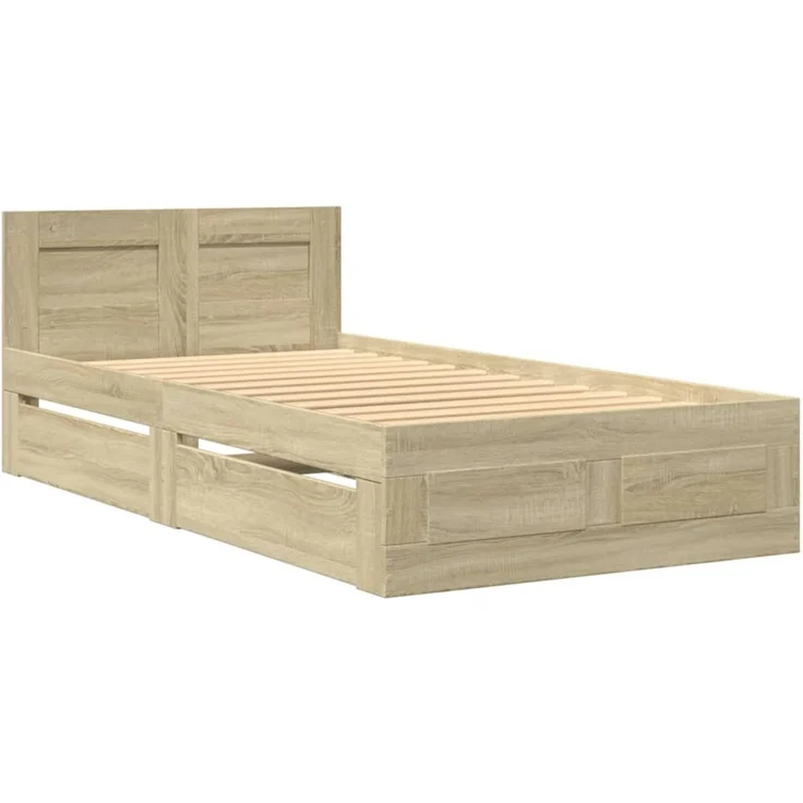 vidaXL Bettgestell mit Kopfteil Sonoma-Eiche 100x200 cm Holzwerkstoff 3295578 – Bild 2