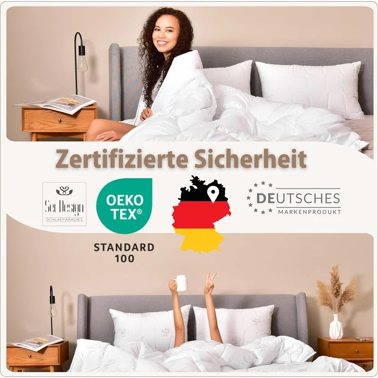 SEI Design Microfaserbettdecke SWAN De Luxe Winter 155x220 cm, Füllung: 100% Polyester Mikrofaser, Bezug: 100% Baumwolle, Vegane Alternative zu Daunen – Bild 4