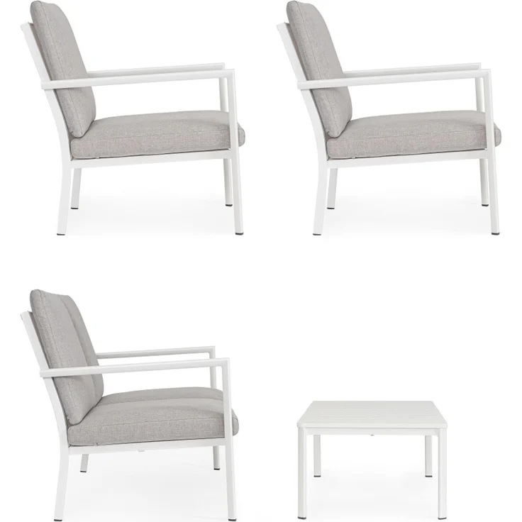 Garten-Set Konnor Aluminium, modern und wetterfest mit abnehmbaren Kissen, weiß-grau, 4-teilig – Bild 8