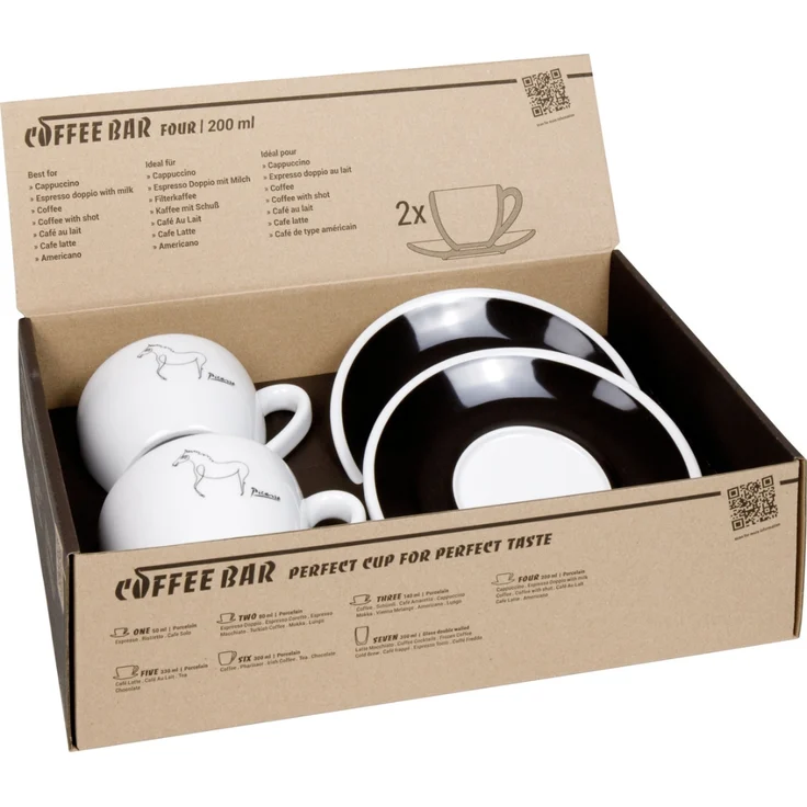 KÖNITZ 2er Set Coffee Bar FOUR Picasso Cappuccinotasse mit Untertasse 200 ml im Geschenkkarton – Bild 5