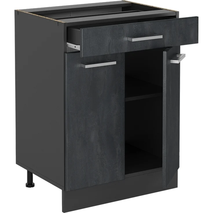 Küchenunterschrank R-Line Schwarz Beton 60 cm AP Anthrazit Vicco – Bild 4