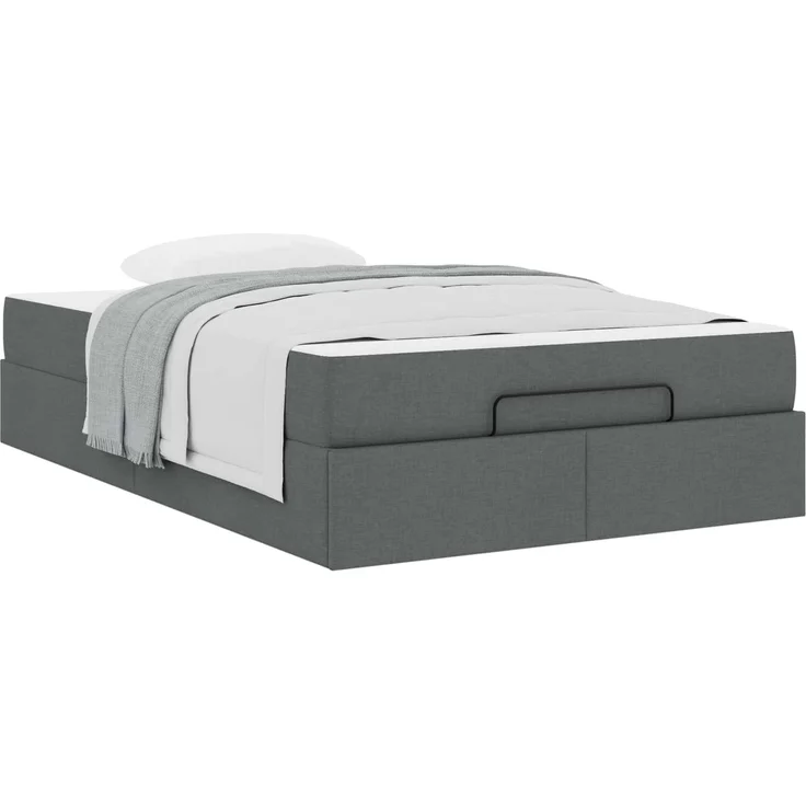 vidaXL Bettgestell mit Matratze mit Matratze 2 pcs Dunkelgrau Stoff 3399474 – Bild 2