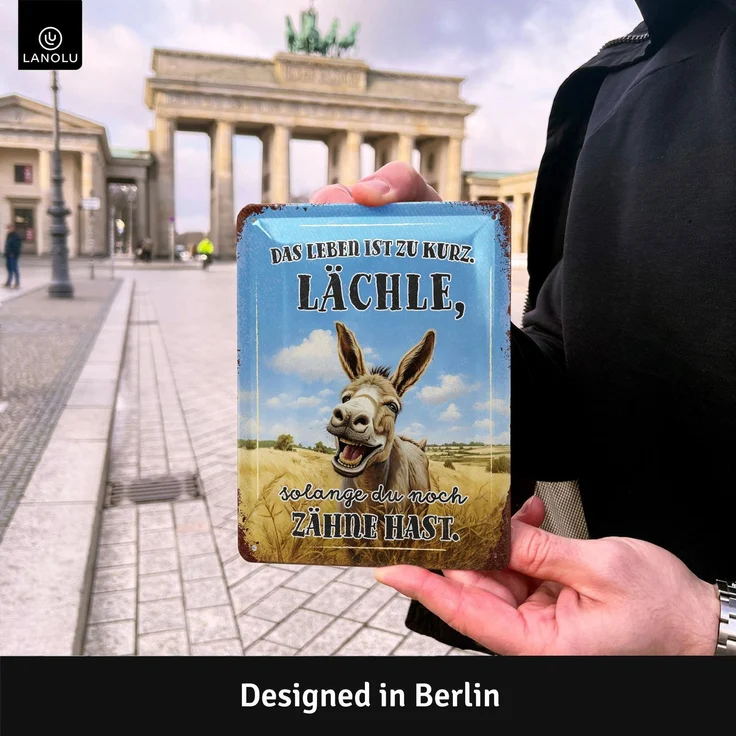 LANOLU Blechschild Leben ist zu kurz Lächle - 15x20cm – Metall – Mehrfarbig – 15231 – Bild 2