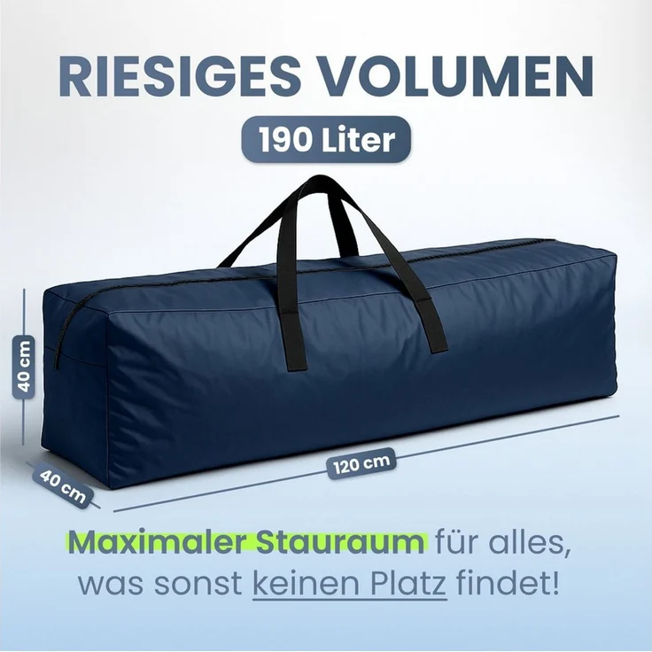 Amari Aufbewahrungstasche Weihnachtsbaumtasche XXL 120×40×40 cm, für künstliche Bäume bis 220 cm (Christbaumtasche), Tannenbaum & Weihnachtsdeko Aufbewahrung, reißfest mit Tragegriffen – Bild 2