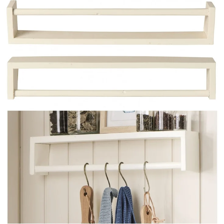 Ib Laursen - 1x Wandregal Drehbar Querstange oder Vorderkante Holz Weiß 21028-11