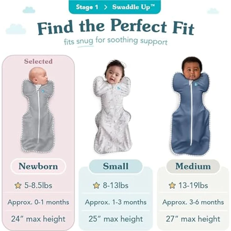 Love To Dream Pucksack Lite, Baby Erstausstattung Neugeboren (2,2-3,8kg), ideal für warme Temperaturen 24-27°C, Arme hoch Position, zweiweg-Reißverschluss für einfaches Windelwechseln, Schlafsack – Bild 4