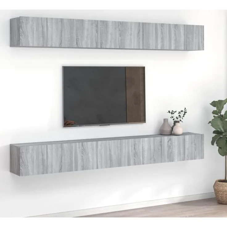 vidaXL 8-tlg. TV-Schrank-Set Grau Sonoma 60x30x30 cm Holzwerkstoff 3120309
