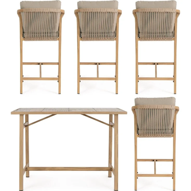 5er Garten-Barset Aremilak - Aluminium Desert Sand, Olefin Taupe – Bild 6