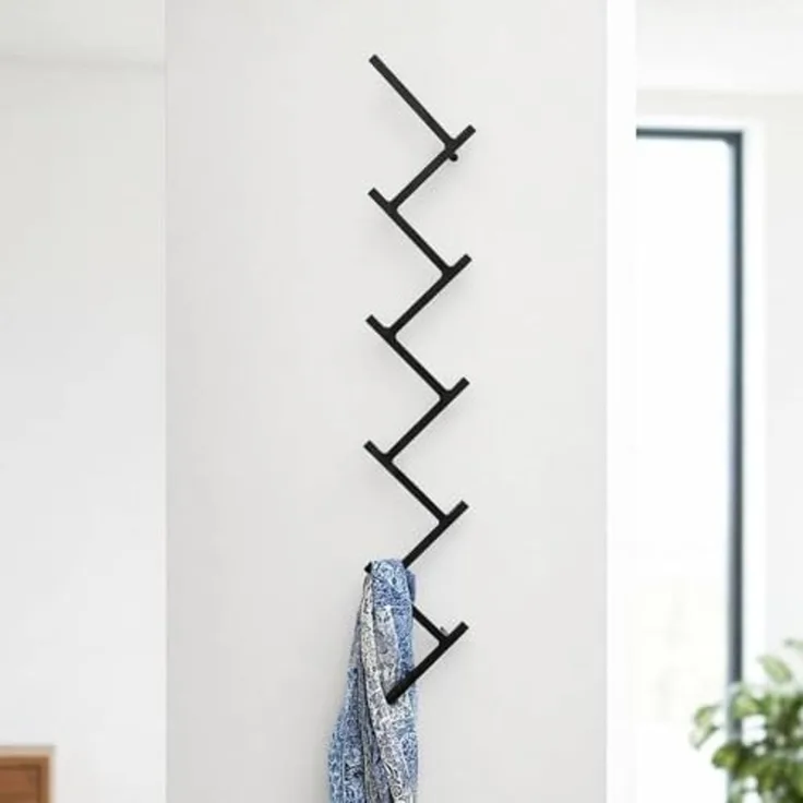 DanDiBo Wandgarderobe mit 10 Haken Garderobenhaken 96281 Garderobe Schwarz 80 cm Kleiderhaken Wandregal Haken