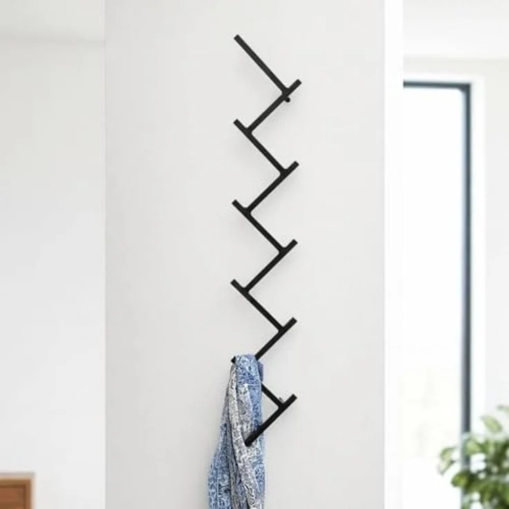 DanDiBo Wandgarderobe mit 10 Haken Garderobenhaken 96281 Garderobe Schwarz 80 cm Kleiderhaken Wandregal Haken – Bild 1