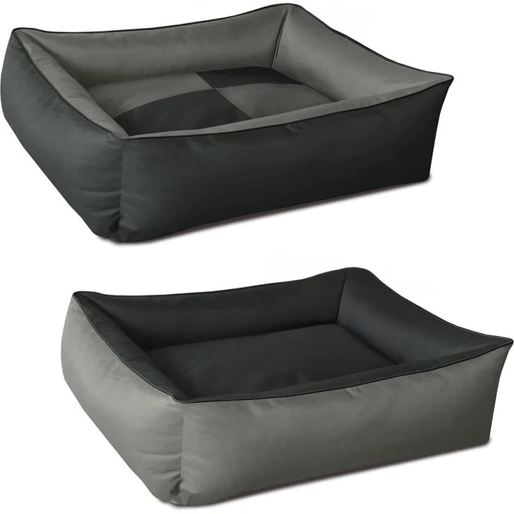 BedDog 2in1 Hundebett MAX QUATTRO, großes Hundekörbchen aus Cordura, waschbares Hundebett mit Rand, Hundesofa (XXXL) ca. 150x110x28cm, ROCK-FLOW (grau/anthrazit) – Bild 1