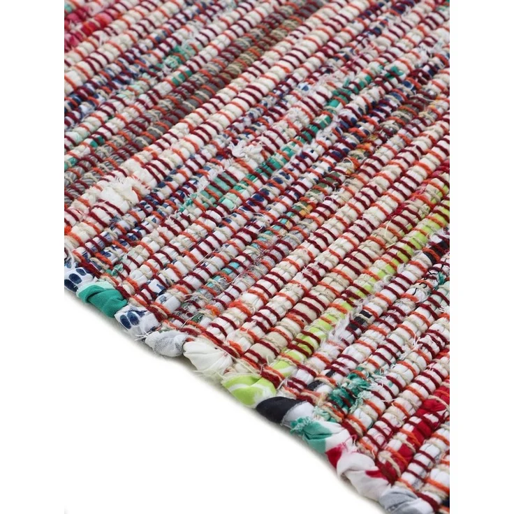 carpetfine 'Kelim Chindi' Teppich, Wendeteppich, rechteckig, Höhe: 6 mm, handgewebt, mit Fransen, Rot, 80 x 300 cm – Bild 3
