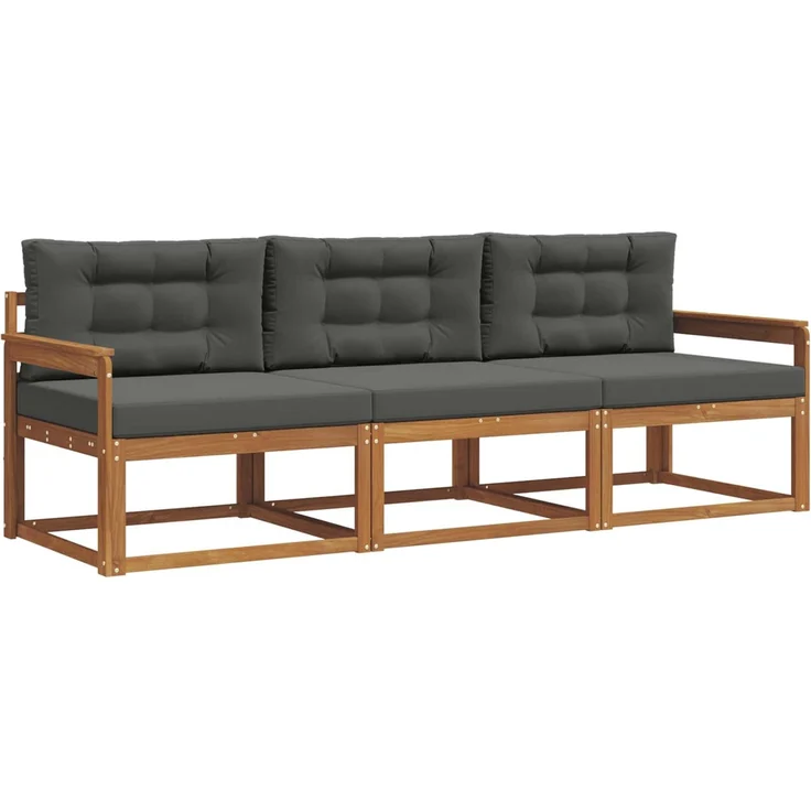 vidaXL Outdoor-Sofagarnitur 3 stk. 3-Sitzer Natur und Anthrazit 3367115 – Bild 2