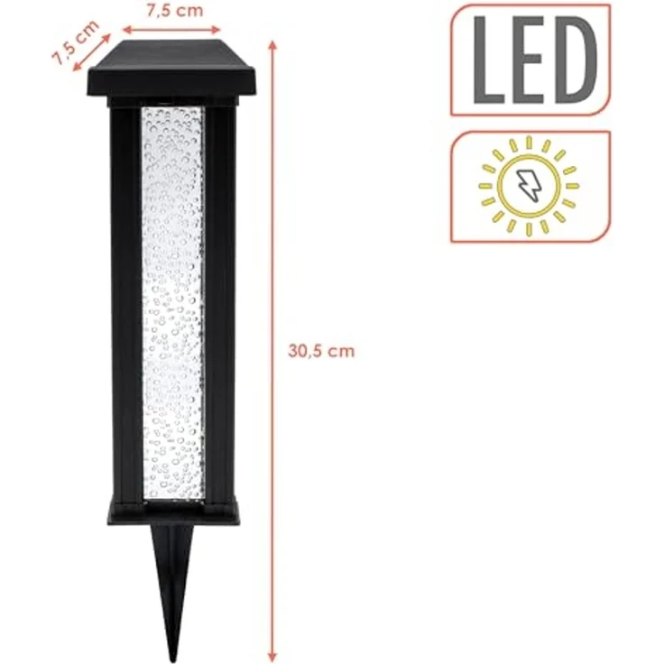 Spetebo LED Solarleuchte Gartenstecker im Sprudelsäule Design - 30 cm, Solar betrieben, LED fest integriert, warm weiß, stimmungsvolles Lichtspiel – Bild 2