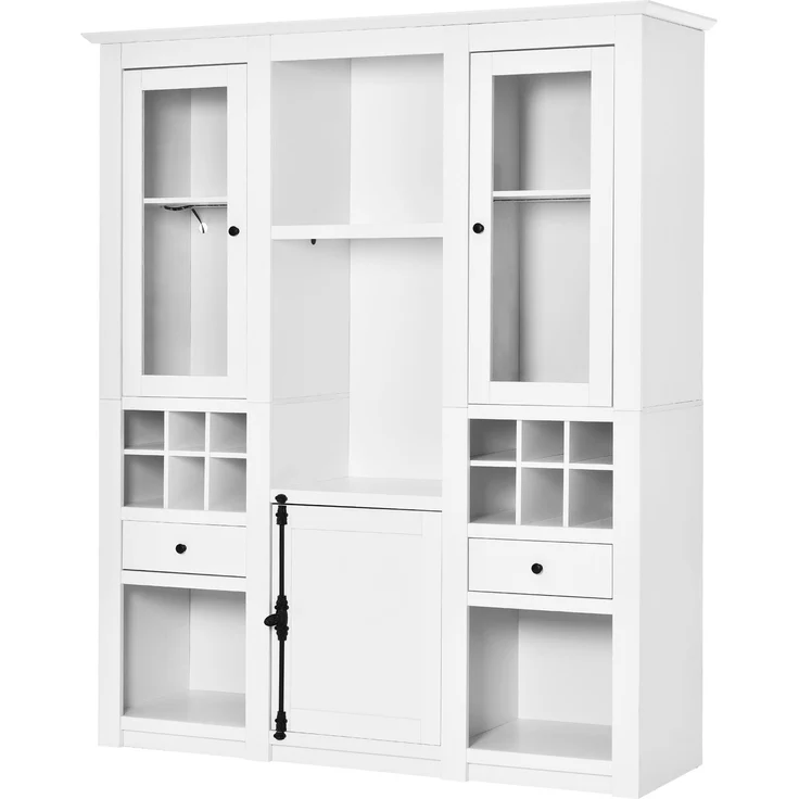 (=2967707172AAA )Vitrine mit 7 Farben LED Beleuchtung Vitrinenschrank Standvitrine Stauraumvitrine Schrank Wohnzimmerschran Weiß LED Vitrine (3-St) Wohnzimmer Wohnwände LED Vitrinenschränke--Weiß--143x45.5x170cm--YOUDENOVA – Bild 6