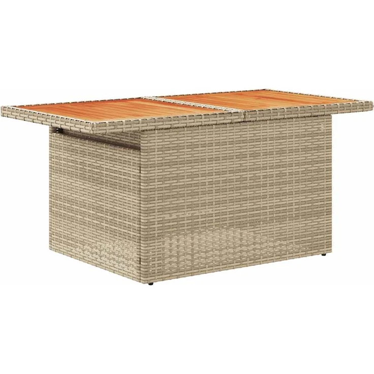 vidaXL 9-tlg. Garten-Sofagarnitur mit Kissen Beige Poly Rattan Akazie 3328102 – Bild 6