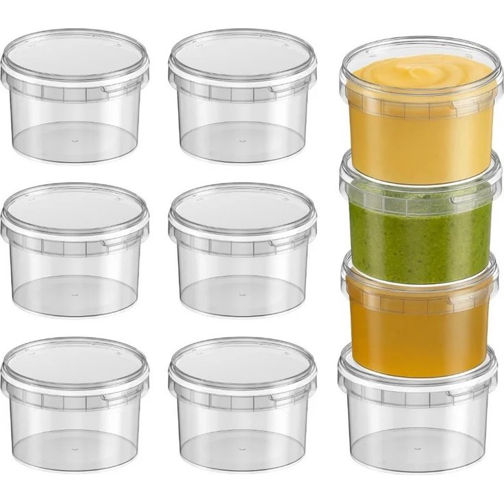 mikken Frischhaltedose Frischhaltebecher 280 ml Feinkostbecher Lebensmittelbehälter, (10-tlg), stapelbar, luftdicht, Heißabfüllung & Schockfrostung – Bild 1