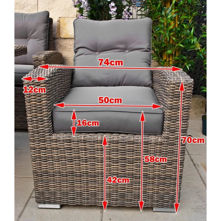 Ragnarök Möbel-Design Gartenlounge-Set Dining Lounge Wieland XL, (Set, 1 Ecklounge, 2x Hocker, 1x Hochlehner Sessel, Alu, Polyrattan), Sitzpolster ca. 16 cm dick – Bild 4